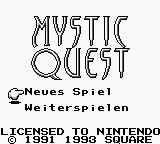 Mystic Quest title screen for GameBoy